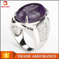 Best selling Saudi Arabia men gold plated prong setting 925 sterling silver purple diamond ring